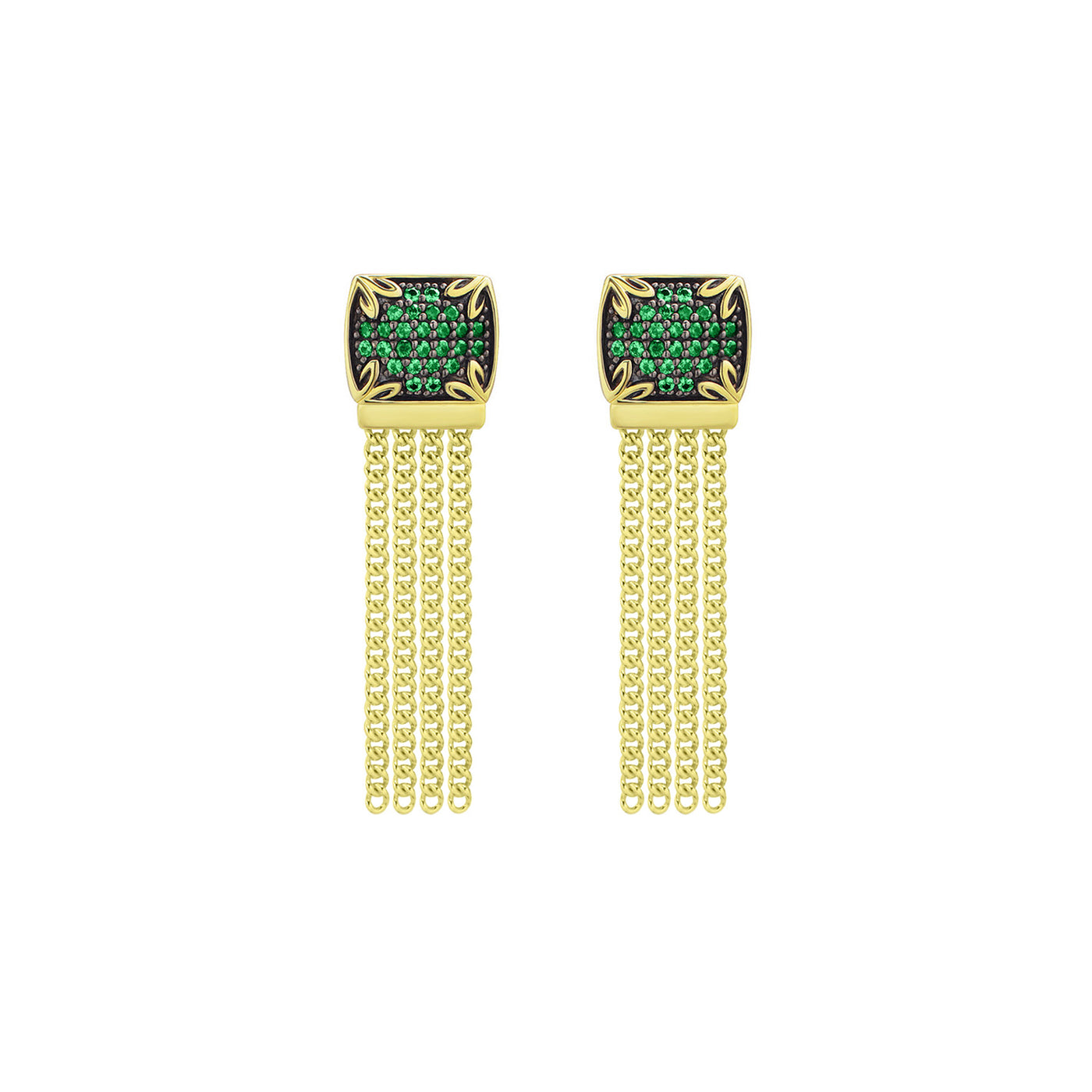 gold short green earring