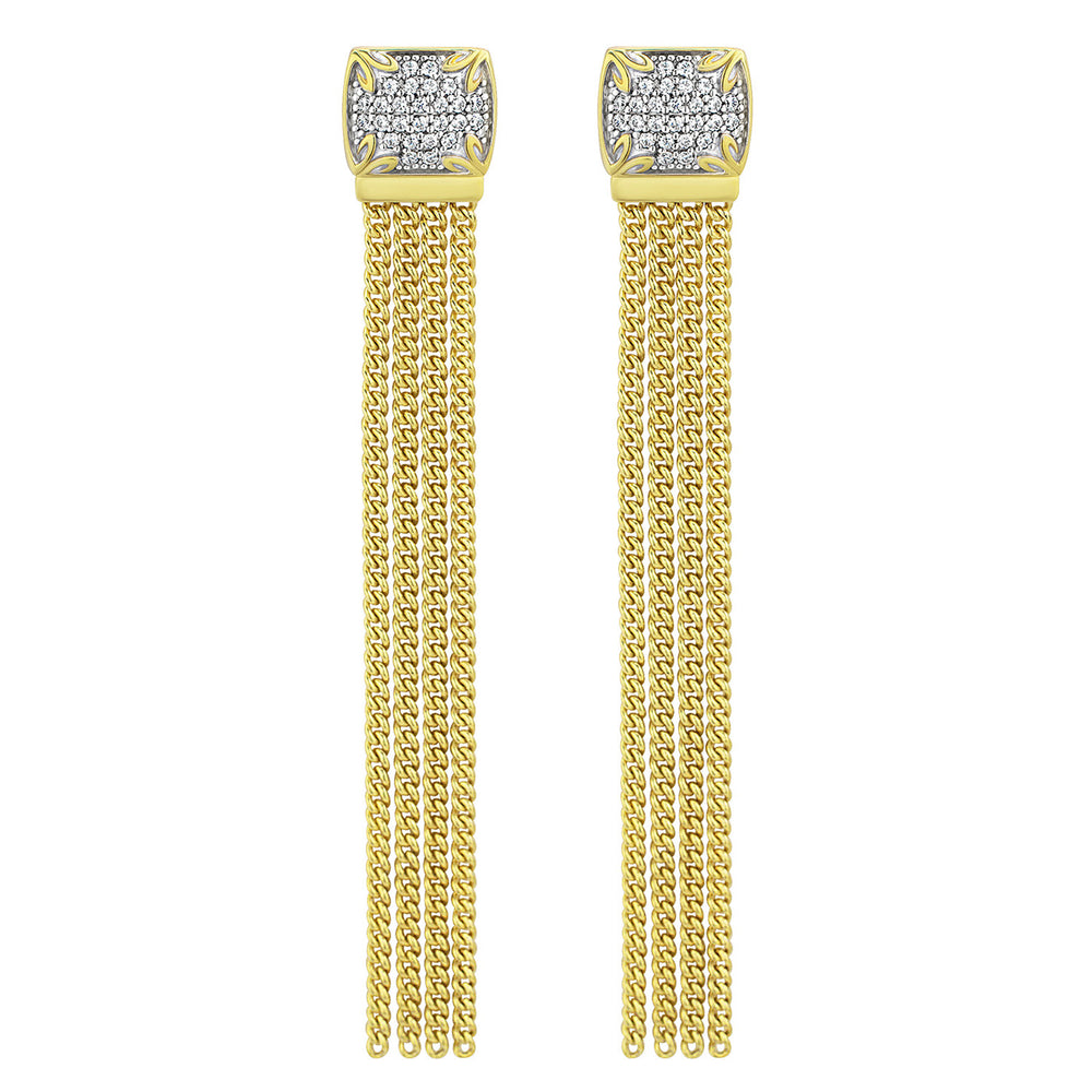 gold long pavé earring