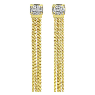 gold long pavé earring