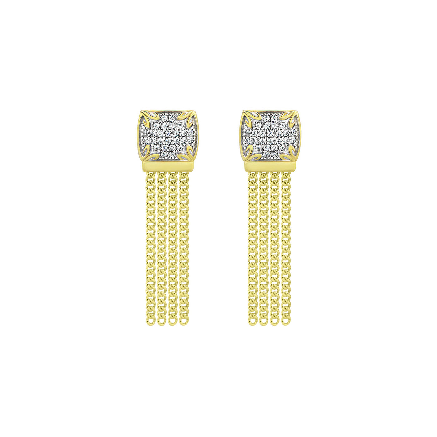 gold short pavé drop earring