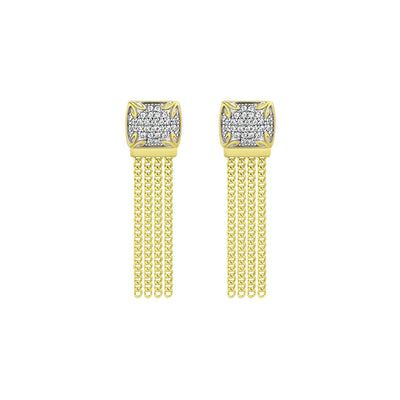 gold short pavé drop earring