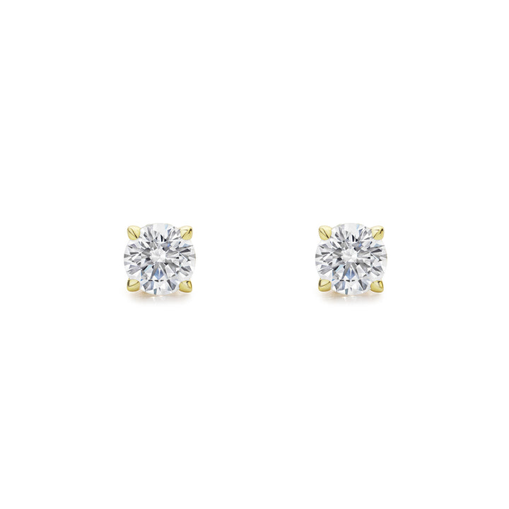 Promise Solitaire Stud 7mm - 18K Gold Vermeil + CZ Blanc