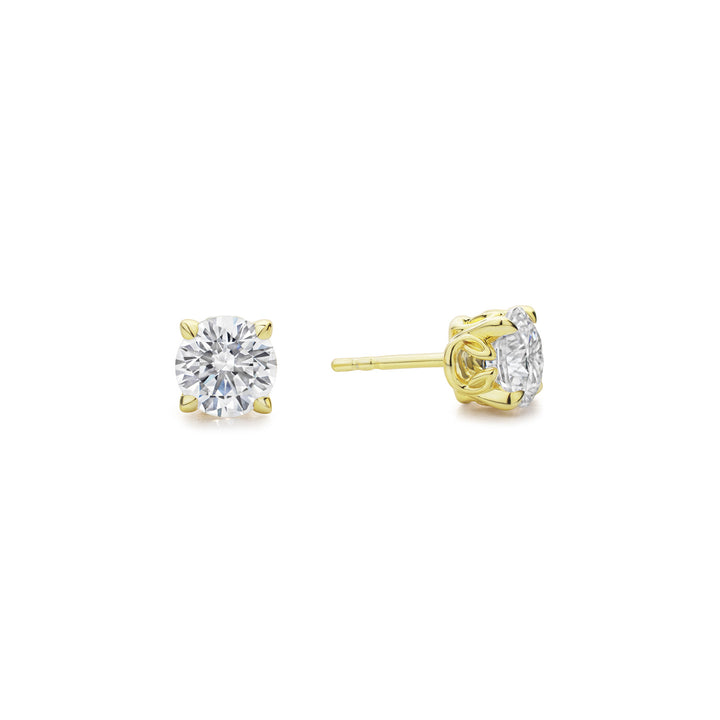 Promise Solitaire Stud 7mm - 18K Gold Vermeil + CZ Blanc