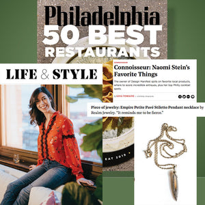 Philadelphia Magazine features Naomi Stein wearing REALM Fine + Fashion Jewelry