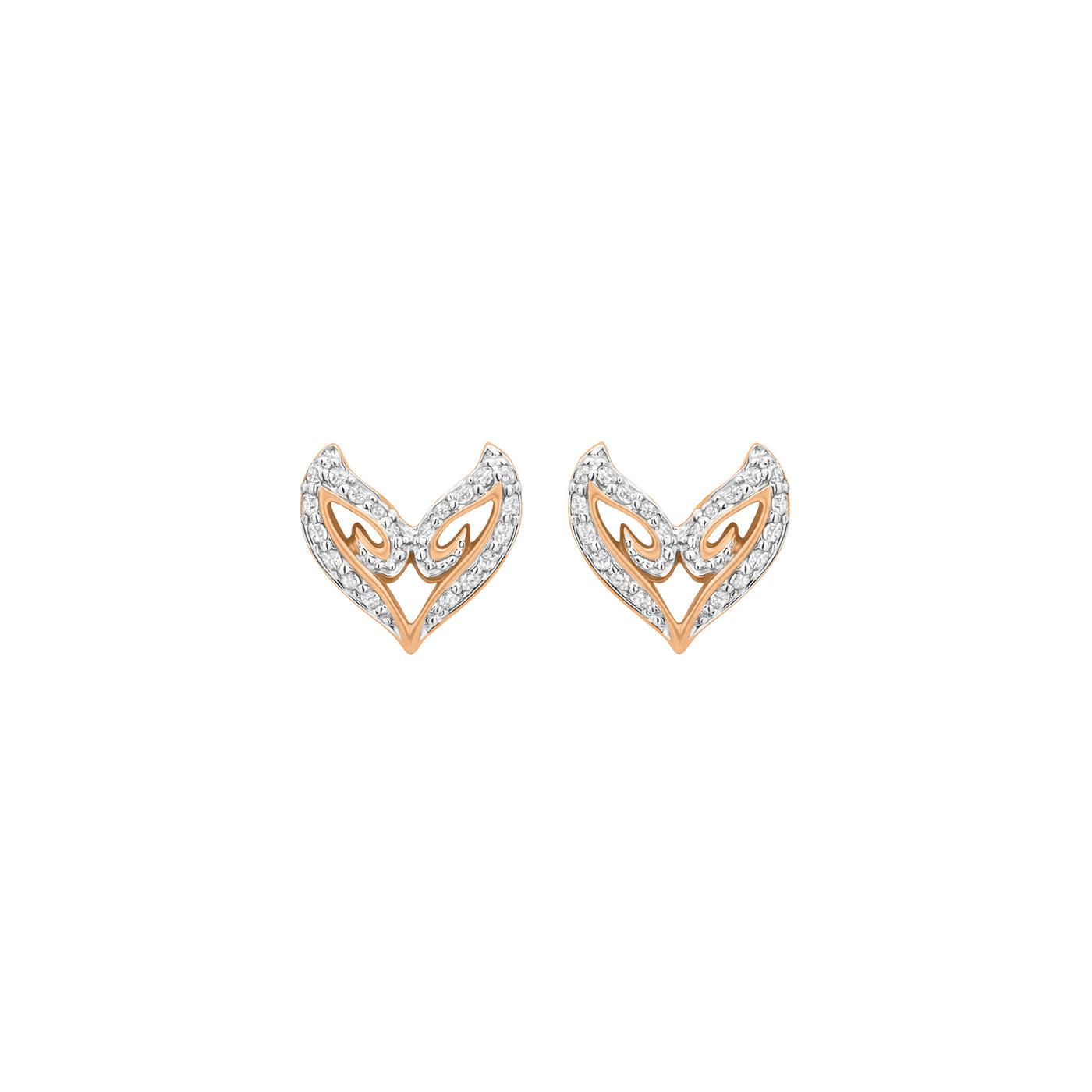 V Pavé Stud Earring - 18K Rose Gold Vermeil + CZ Blanc