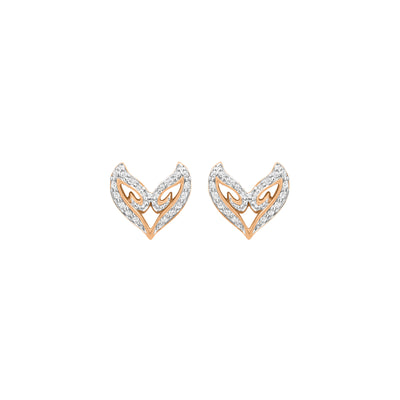 V Pavé Stud Earring - 18K Rose Gold Vermeil + CZ Blanc