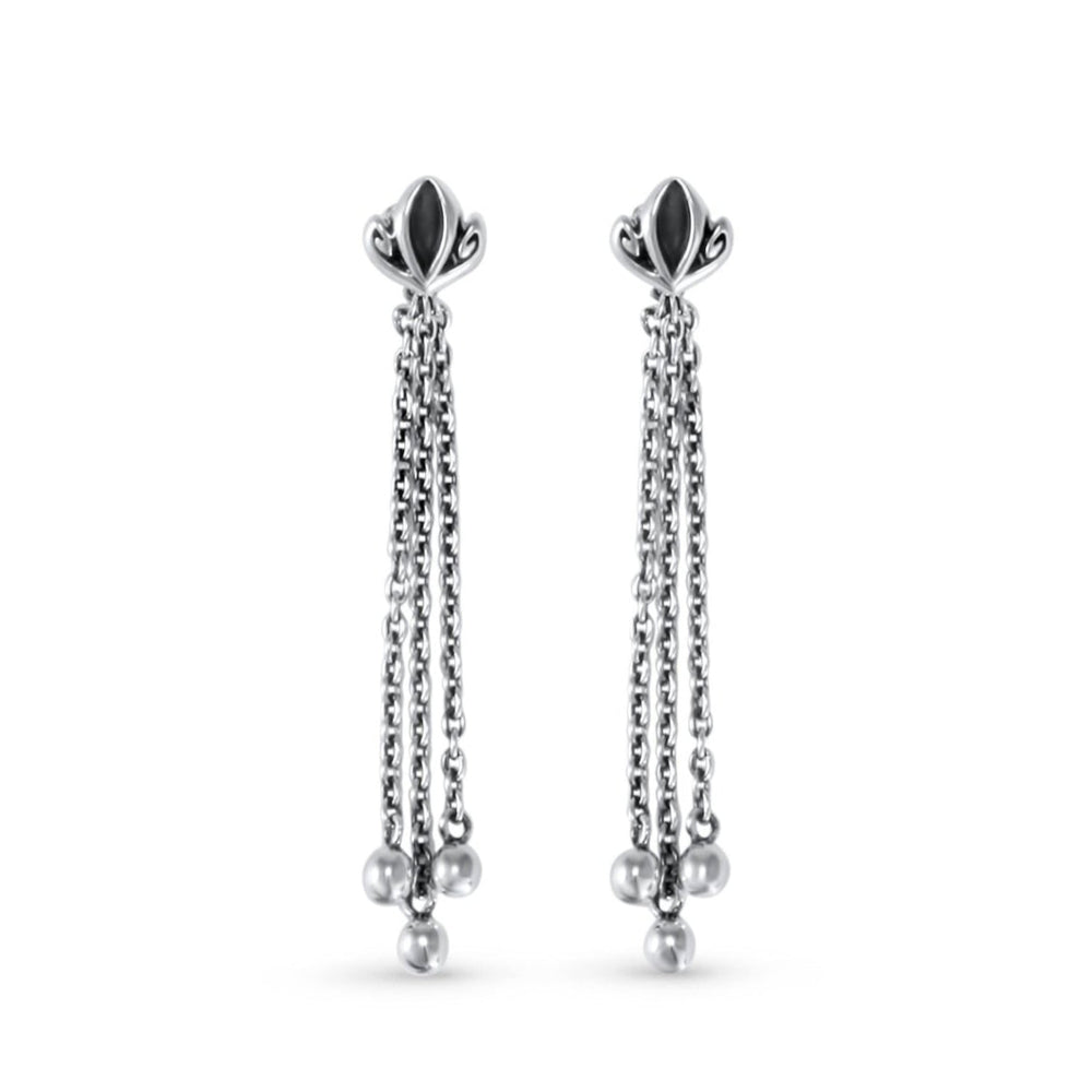 silver tassel earring