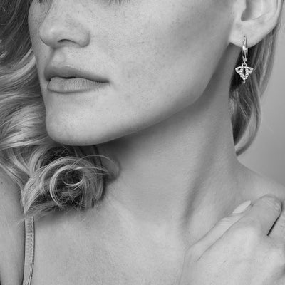 Tiara Pavé Charm Hoop Earring - 18K Rose Gold Vermeil + CZ Blanc