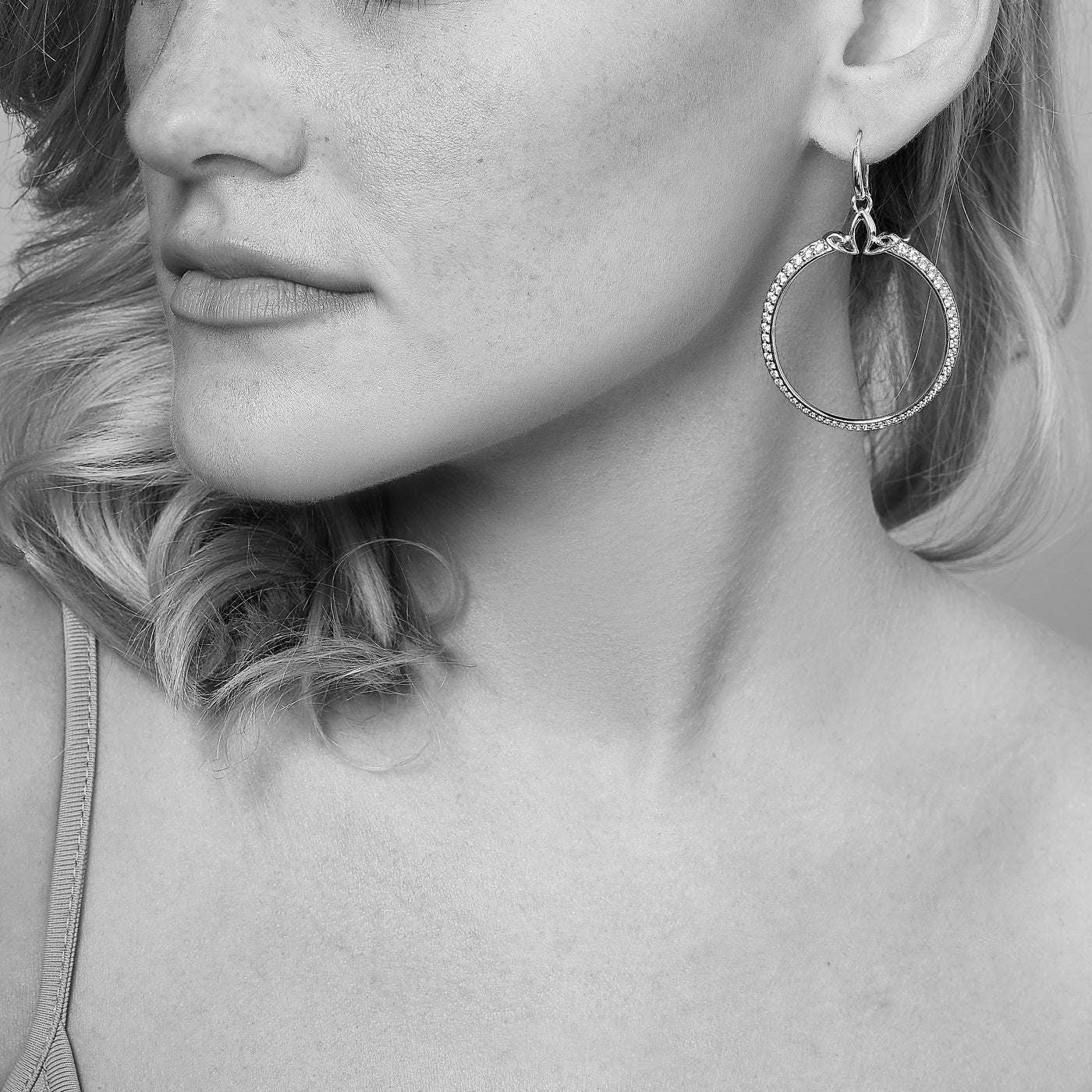 silver CZ hoop earrings