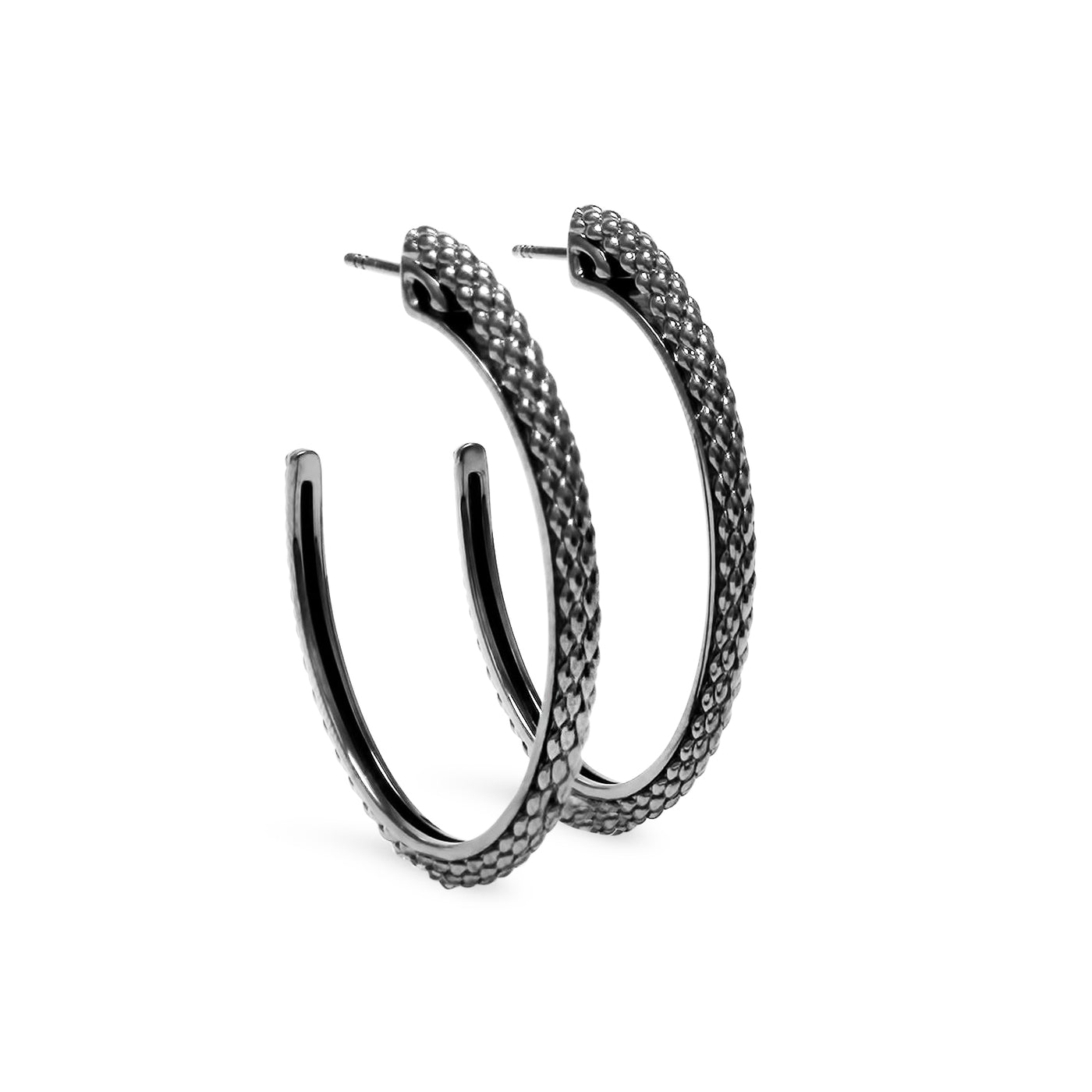 black ruthenium hoop earrings