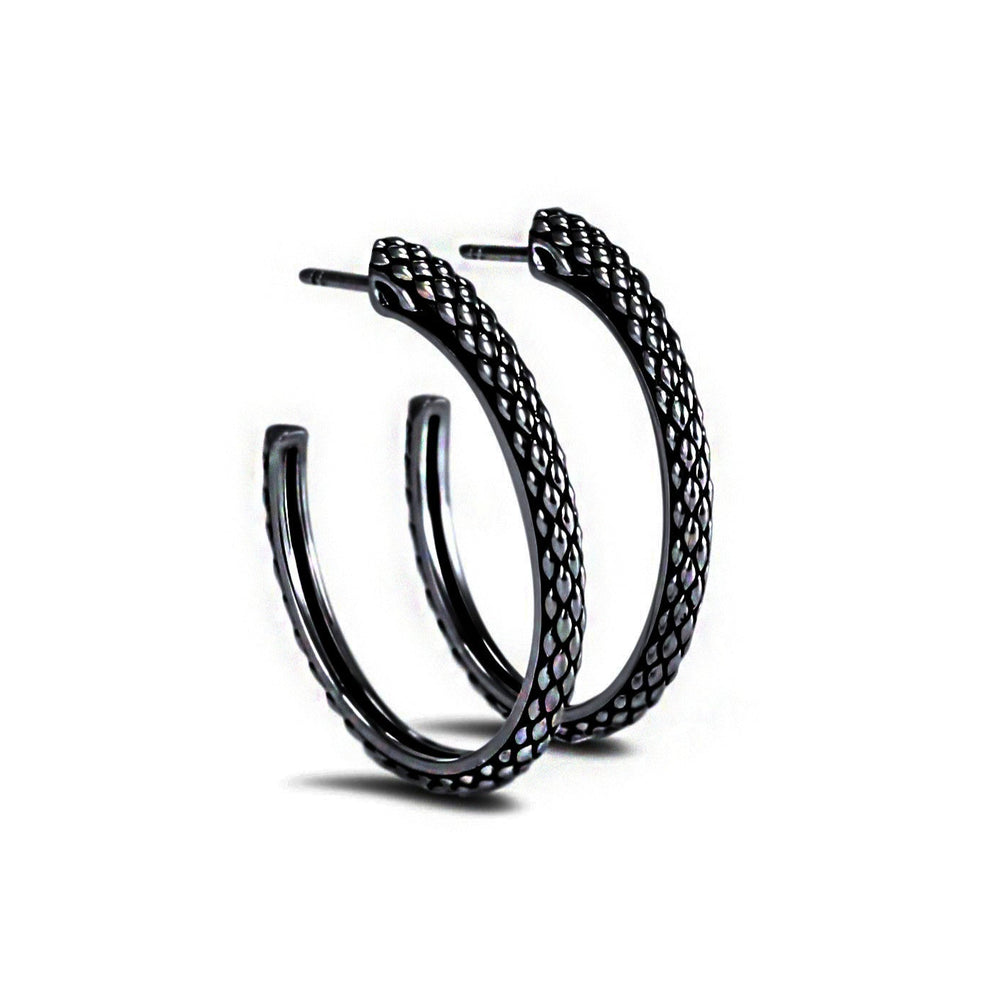 black ruthenium hoop earrings