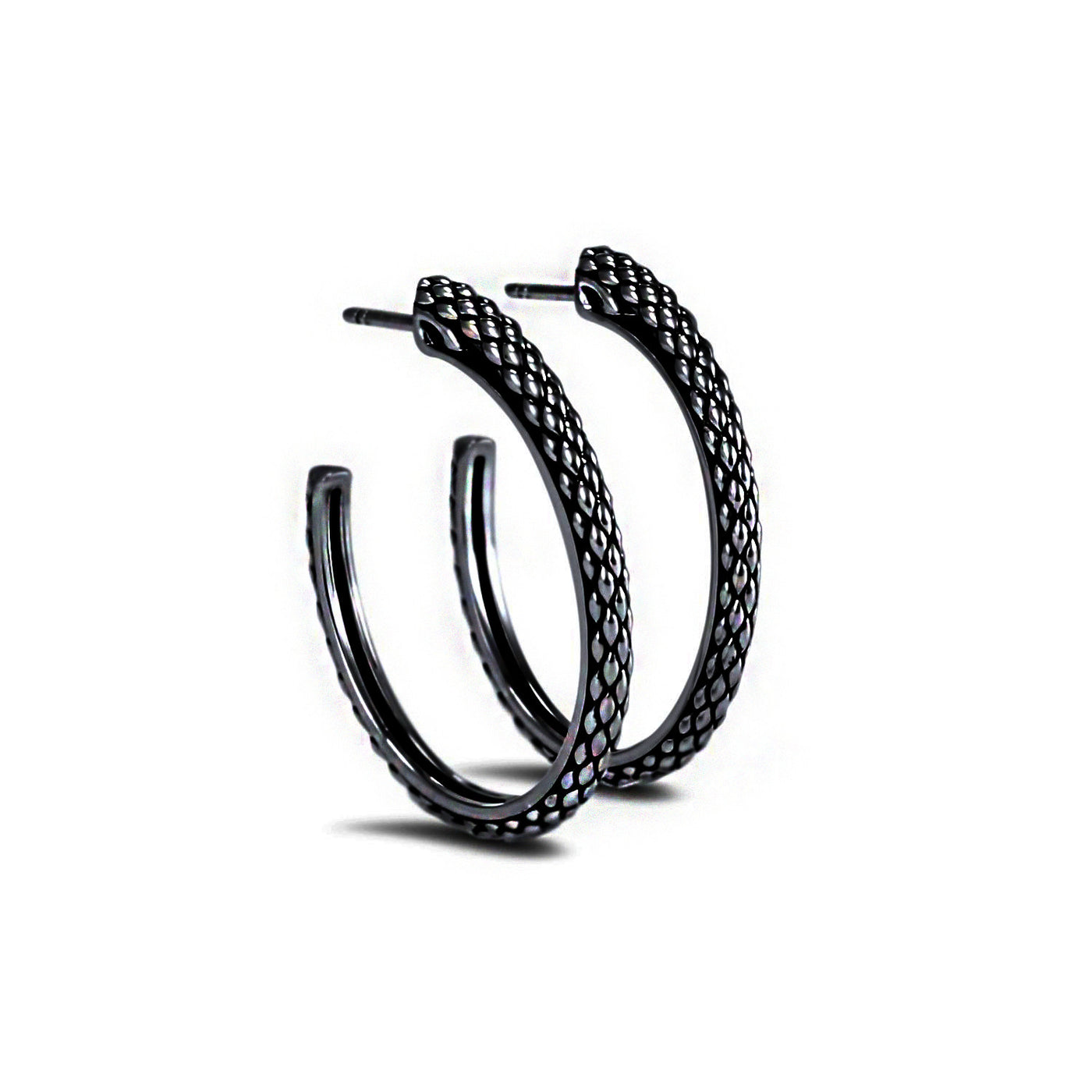 black ruthenium hoop earrings