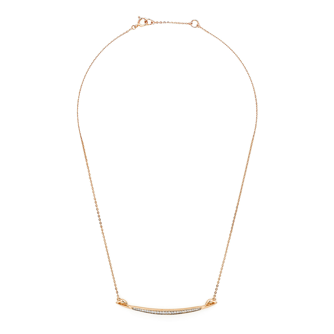 Crescent Pavé Necklace Large - 18K Rose Gold Vermeil + CZ Blanc