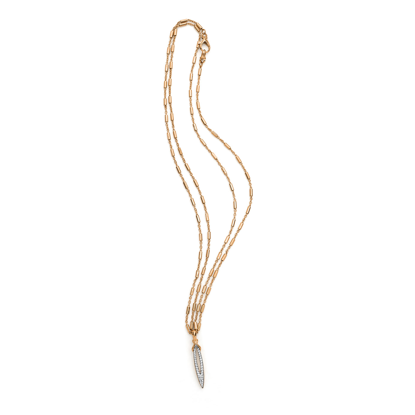 Stiletto Pavé Bar Chain Pendant - 18K Rose Gold Vermeil + CZ Blanc