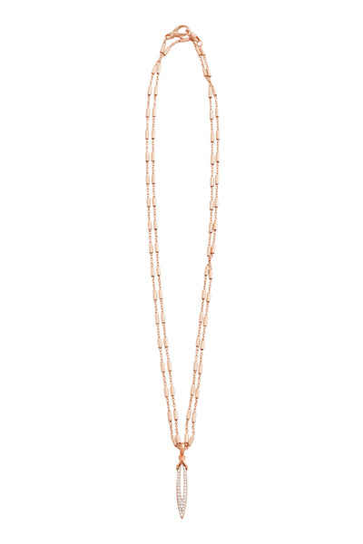 Stiletto Pavé Bar Chain Pendant - 18K Rose Gold Vermeil + CZ Blanc