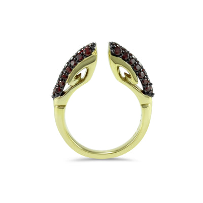 Spirit Pavé Stack Ring 5mm - 18K Gold Vermeil + CZ Rouge