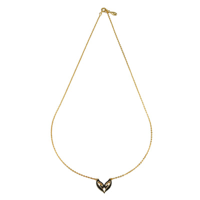 V Pavé Pendant - 18K Gold Vermeil + CZ Noir