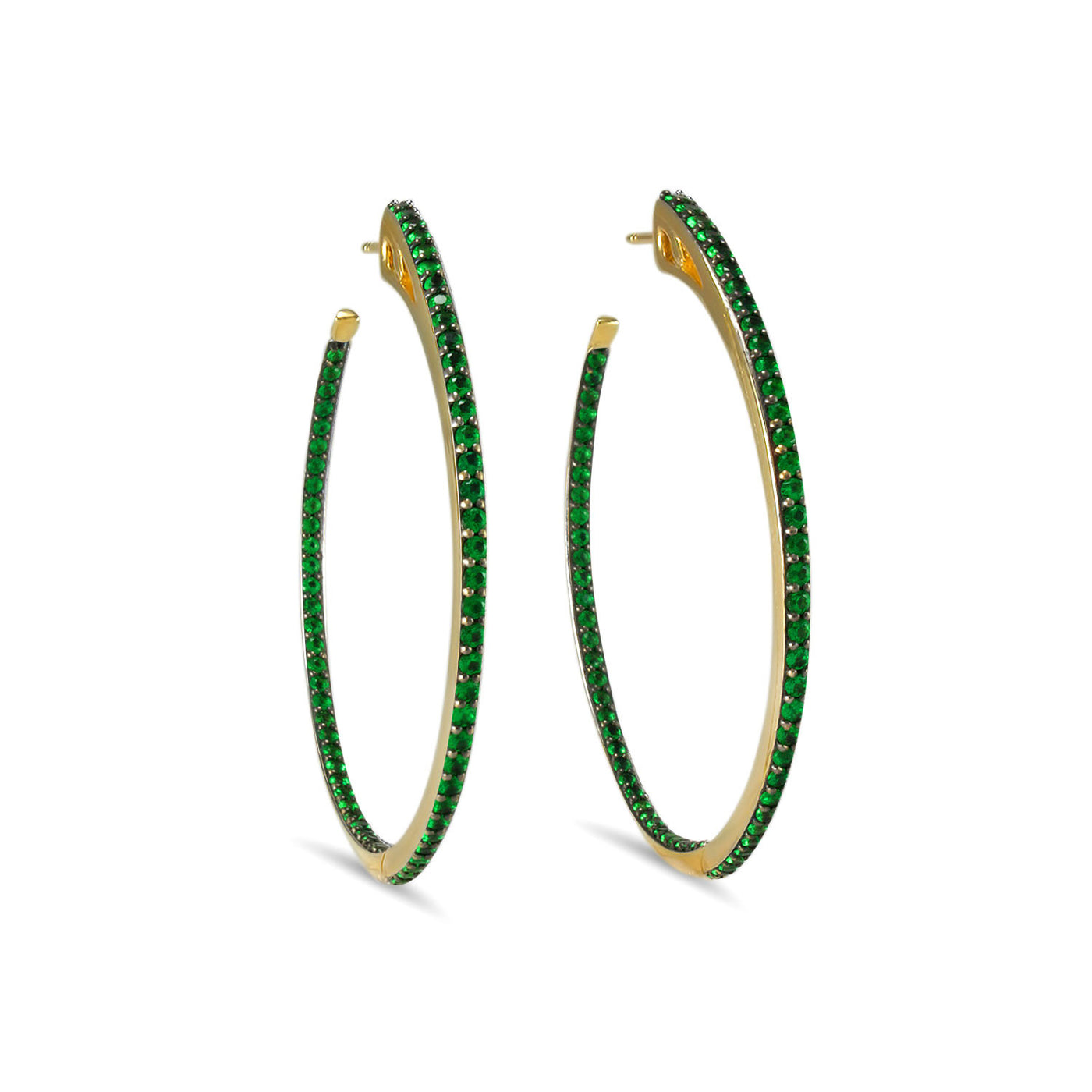 green gemstone hoop earring